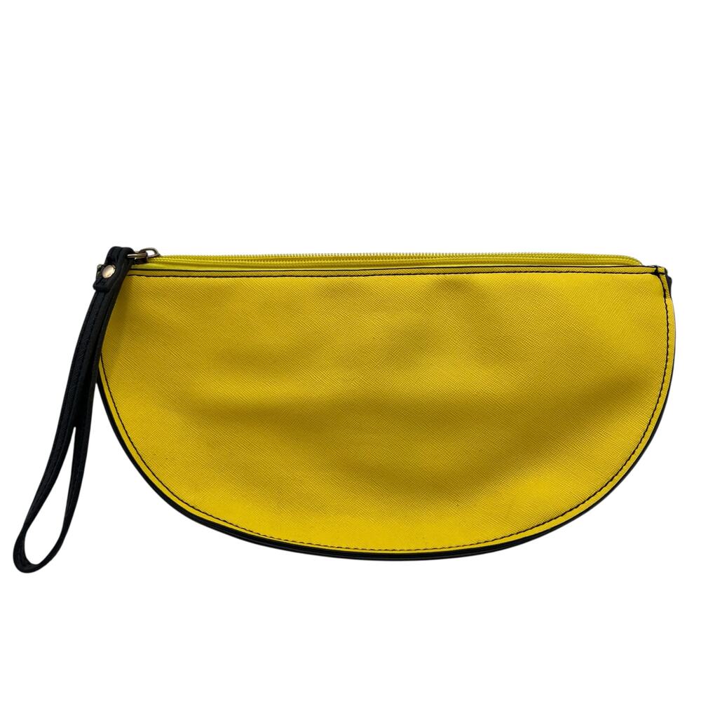 New Look Lemon Wedge Slice Wristlet Clutch Bag Yellow Black Citrus Novelty Y2K - Picture 3 of 7